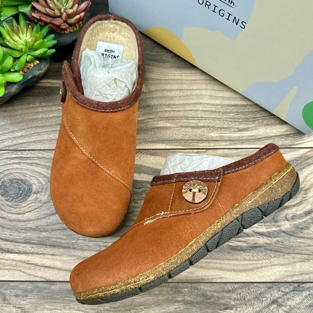 NIB Earth Origins Ezra 8 39 Acorn Brown Slip On Clogs Suede